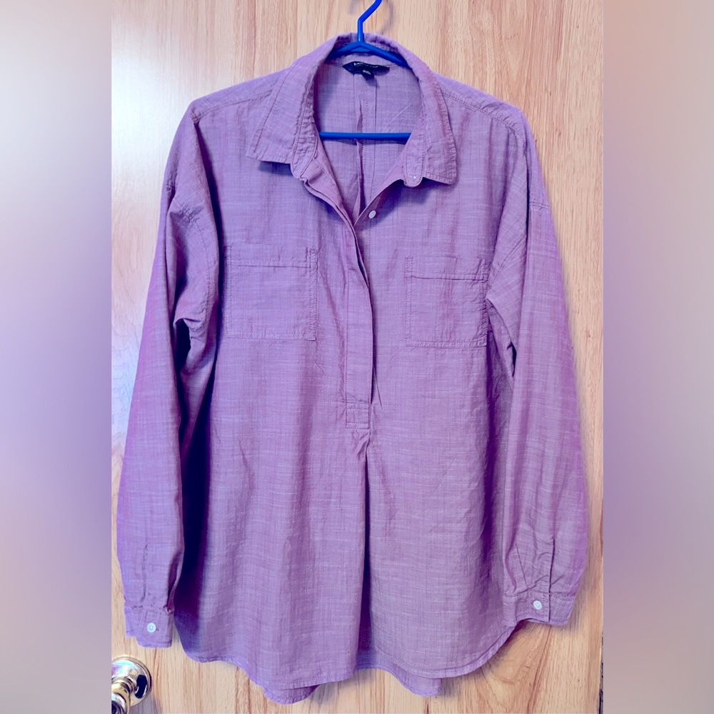 EUC Lands' End Purple 100% Cotton Popover Top